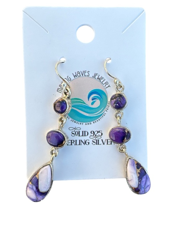 Kingman Violet Dahlia Solid 925 Sterling Silver Earrings